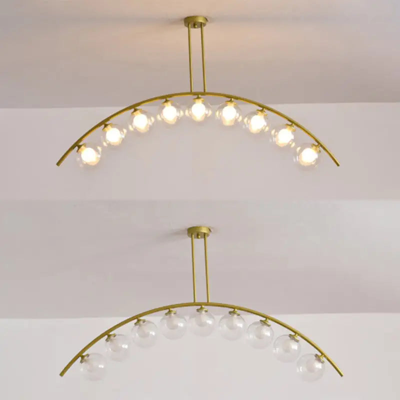 DecorBites™ Modern Gold Metal Pendant Lighting with Glass Spherical Shade - Ideal for Dining Table or Island Ceiling