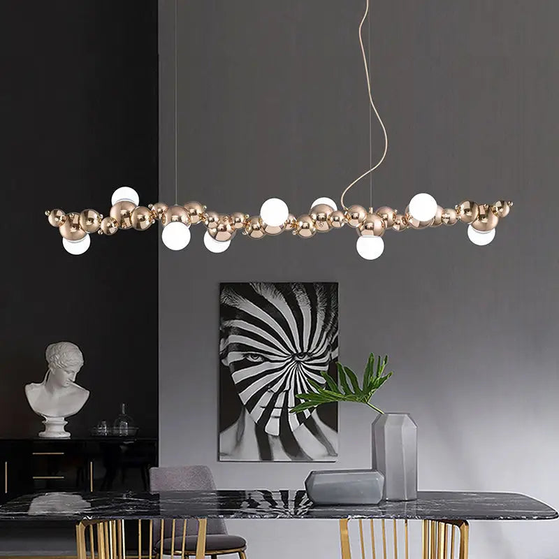 DecorBites™ Modern Gold Metal Pendant Lighting with Glass Spherical Shade - Ideal for Dining Table or Island Ceiling