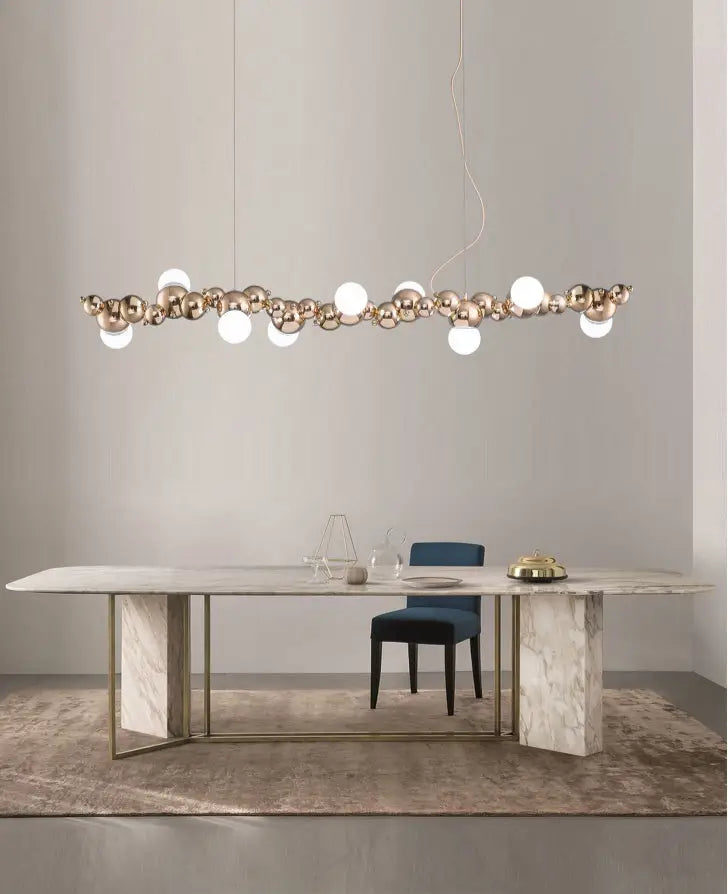DecorBites™ Modern Gold Metal Pendant Lighting with Glass Spherical Shade - Ideal for Dining Table or Island Ceiling