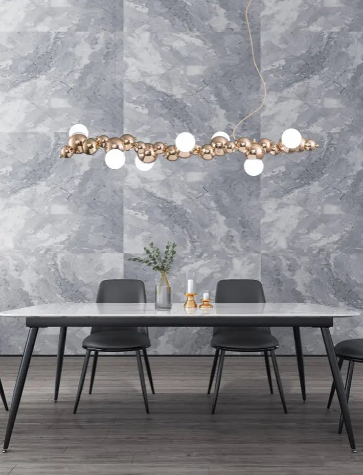 DecorBites™ Modern Gold Metal Pendant Lighting with Glass Spherical Shade - Ideal for Dining Table or Island Ceiling