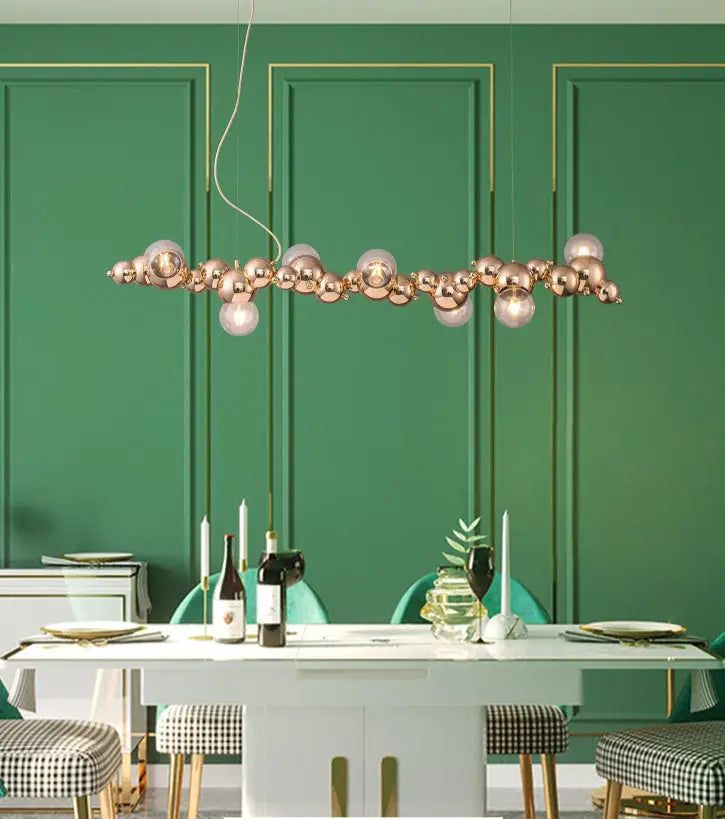 DecorBites™ Modern Gold Metal Pendant Lighting with Glass Spherical Shade - Ideal for Dining Table or Island Ceiling