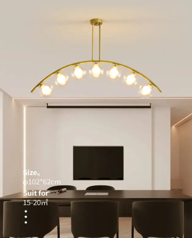 DecorBites™ Modern Gold Metal Pendant Lighting with Glass Spherical Shade - Ideal for Dining Table or Island Ceiling