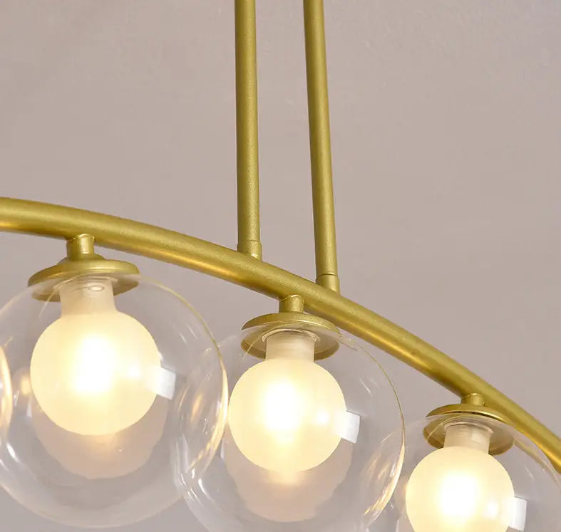 DecorBites™ Modern Gold Metal Pendant Lighting with Glass Spherical Shade - Ideal for Dining Table or Island Ceiling