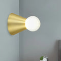 Modern gold metal conical sconce wall light bedroom frosted globe