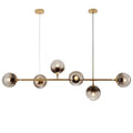 Modern gold metal smoke glass pendant lighting dining room 6 light
