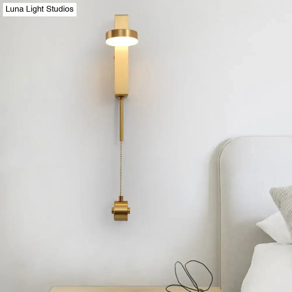Modern gold metal wall sconce bedroom warm white light