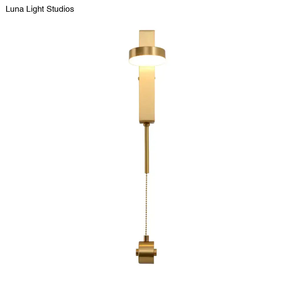 Modern gold metal wall sconce bedroom warm white light