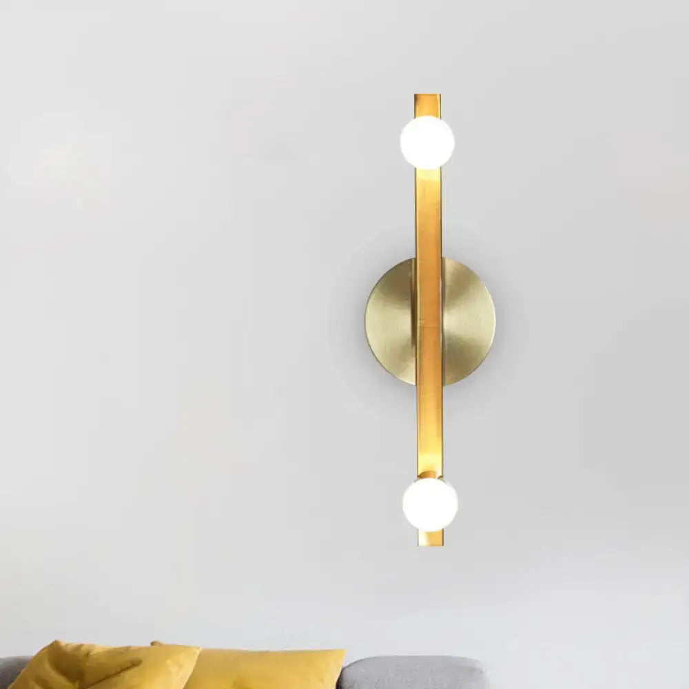 DecorBites™ Modern Gold Metallic Linear Sconce Light with 2 Bulbs – Wall Mounted Vanity Lamp Fixture