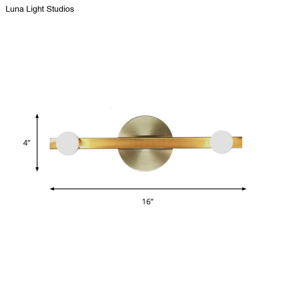 DecorBites™ Modern Gold Metallic Linear Sconce Light with 2 Bulbs – Wall Mounted Vanity Lamp Fixture