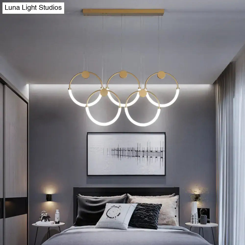 Modern gold minimalistic ring pendant light for living room