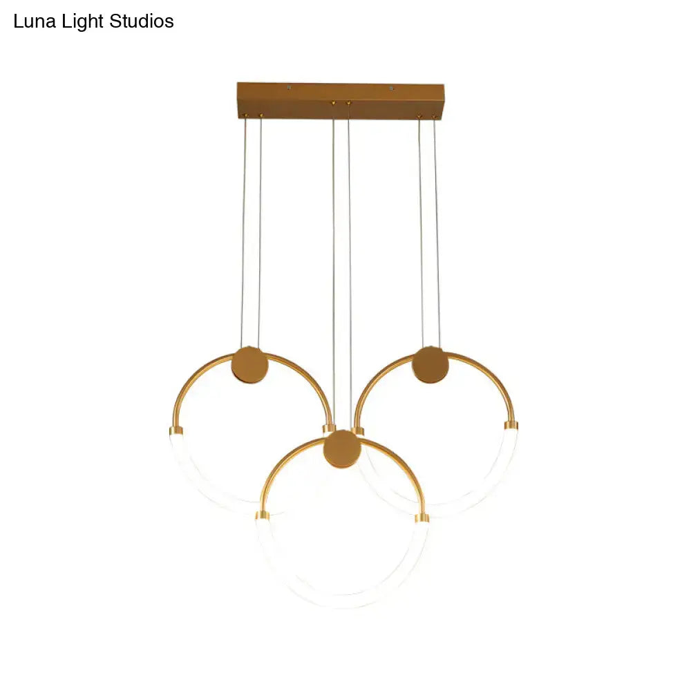 Modern gold minimalistic ring pendant light for living room