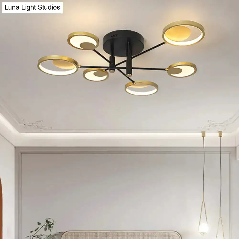 Modern gold molecule ceiling mount chandelier living room starburst light