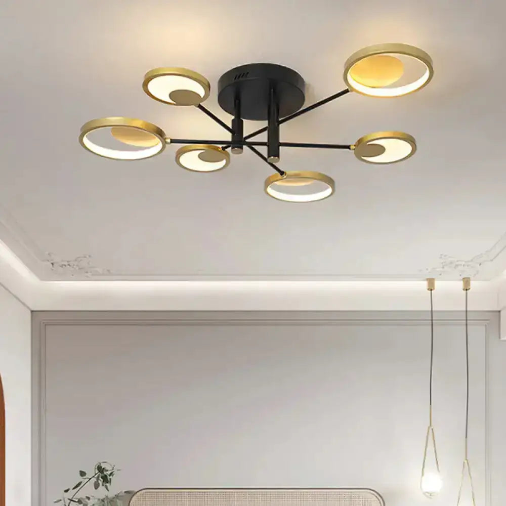 Modern gold molecule ceiling mount chandelier living room starburst light