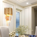 Modern gold multi tier crystal prism wall light dining room