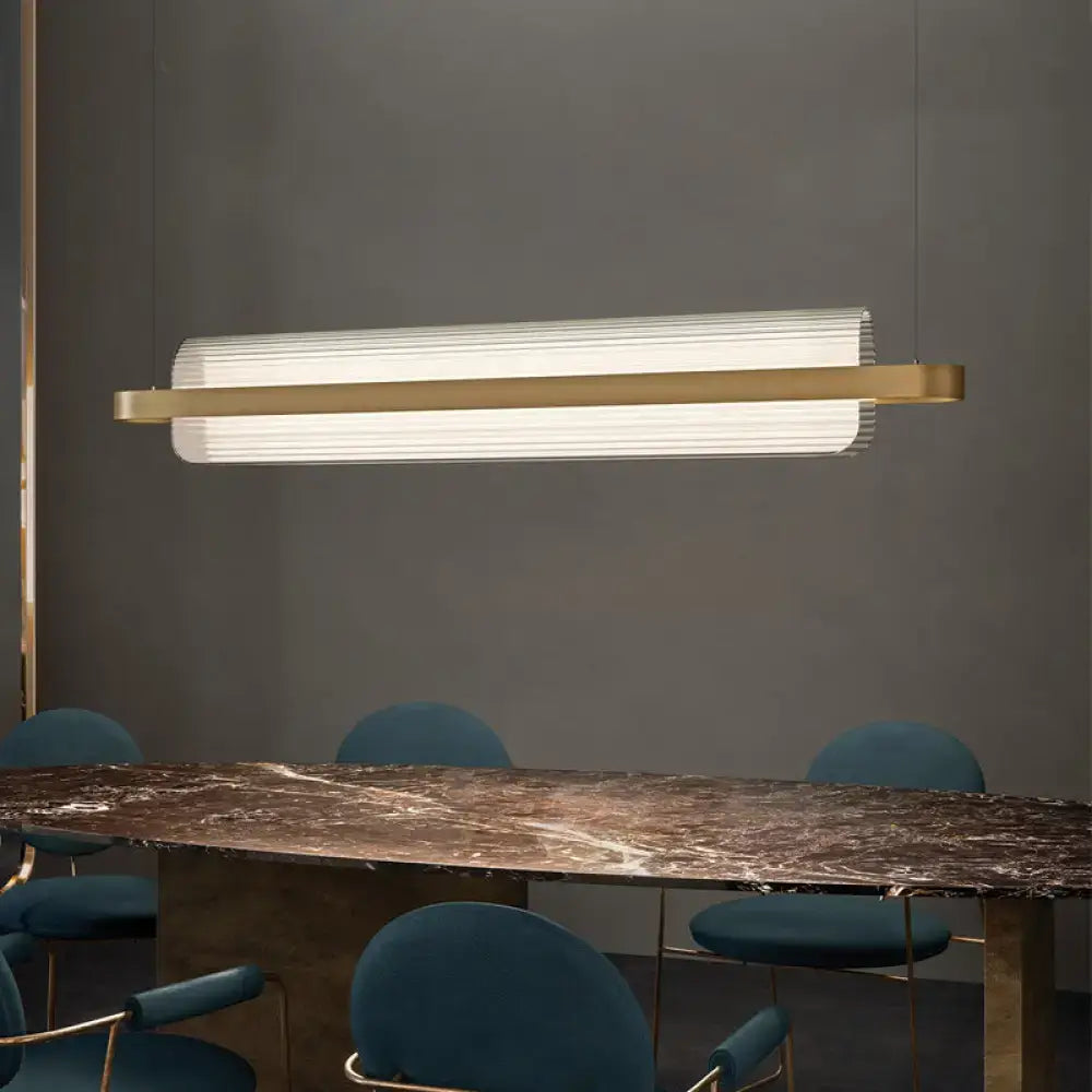 DecorBites™ Gold Nordic Linear Island Lamp: Acrylic LED Pendant Light for Dining Room