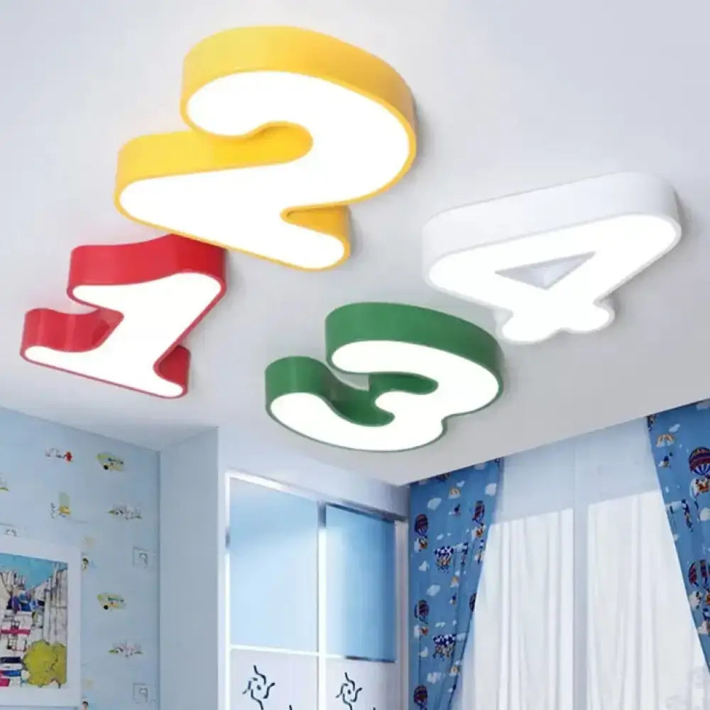 Modern gold number 2 flush mount light bedroom acrylic ceiling lamp