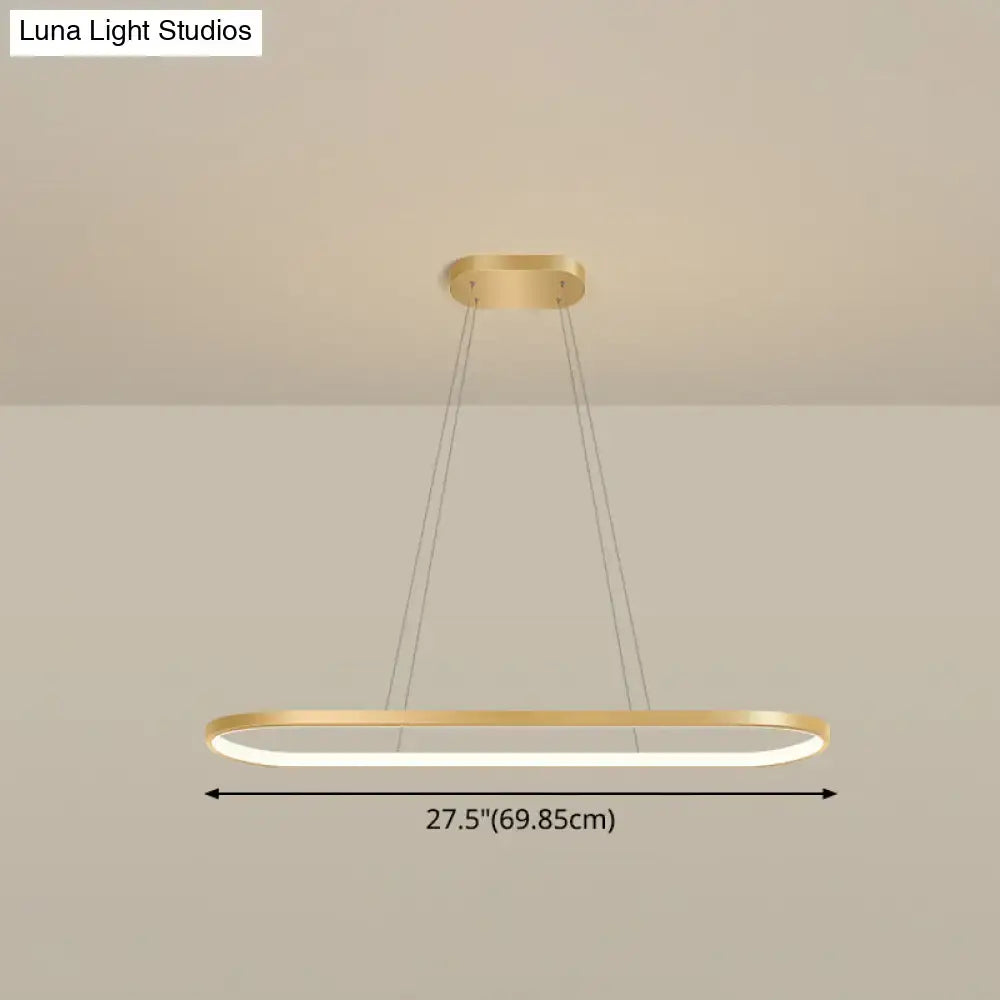 DecorBites™ Minimalist LED Gold Plated Pendant Light Fixture for Table - Metal Oblong Design