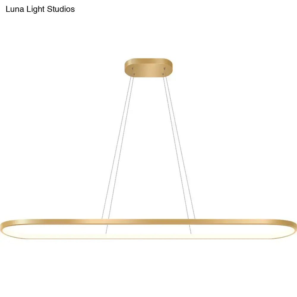 DecorBites™ Minimalist LED Gold Plated Pendant Light Fixture for Table - Metal Oblong Design