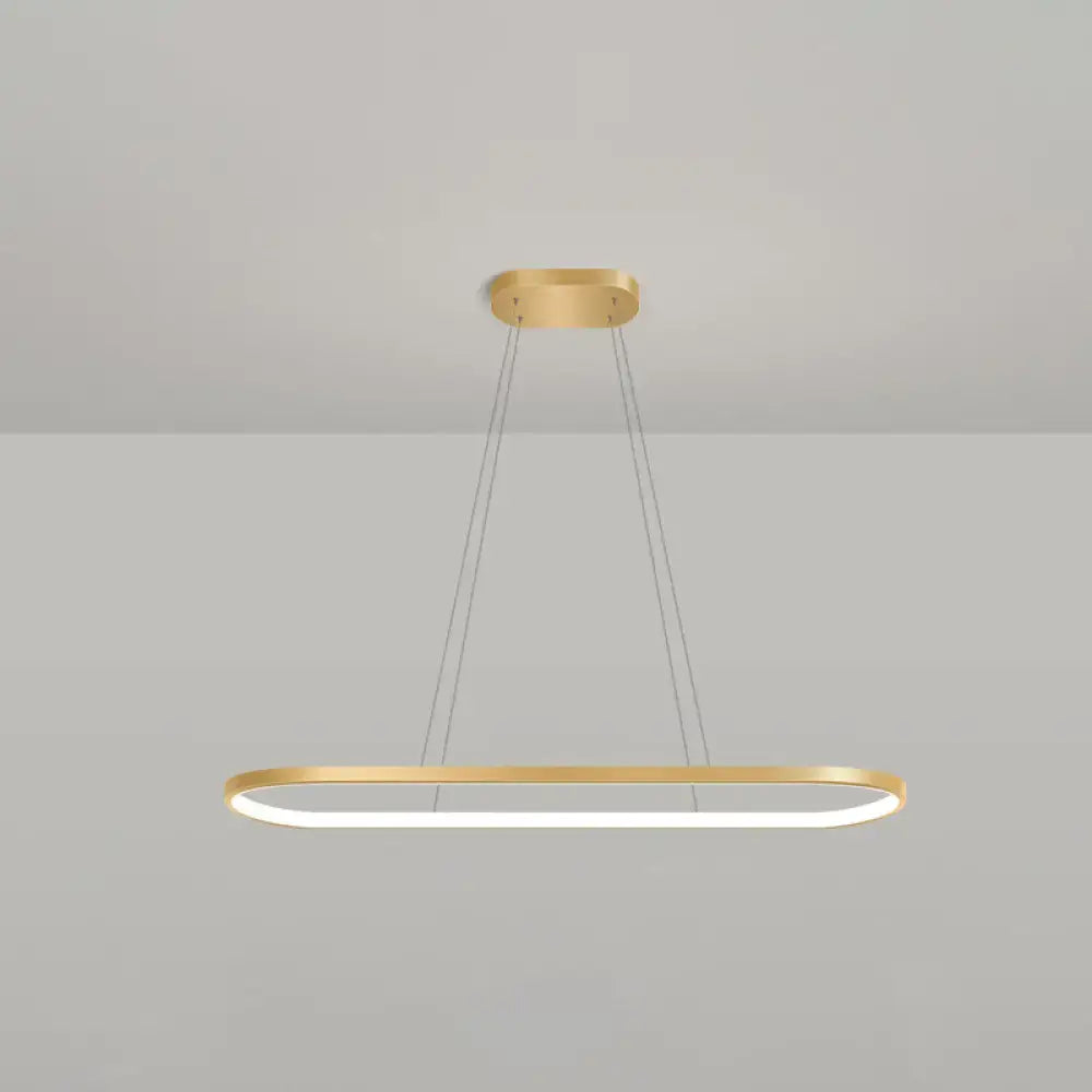 DecorBites™ Minimalist LED Gold Plated Pendant Light Fixture for Table - Metal Oblong Design