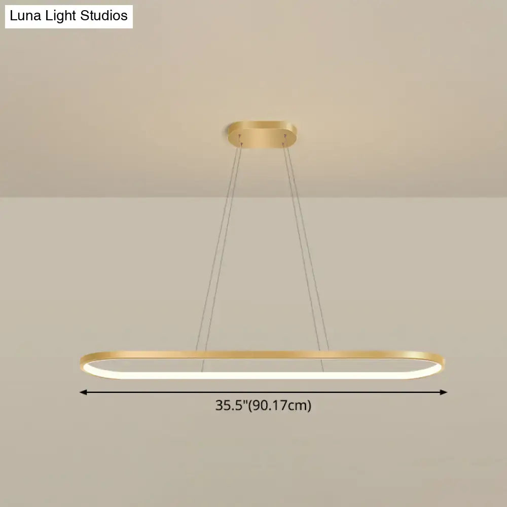 DecorBites™ Minimalist LED Gold Plated Pendant Light Fixture for Table - Metal Oblong Design