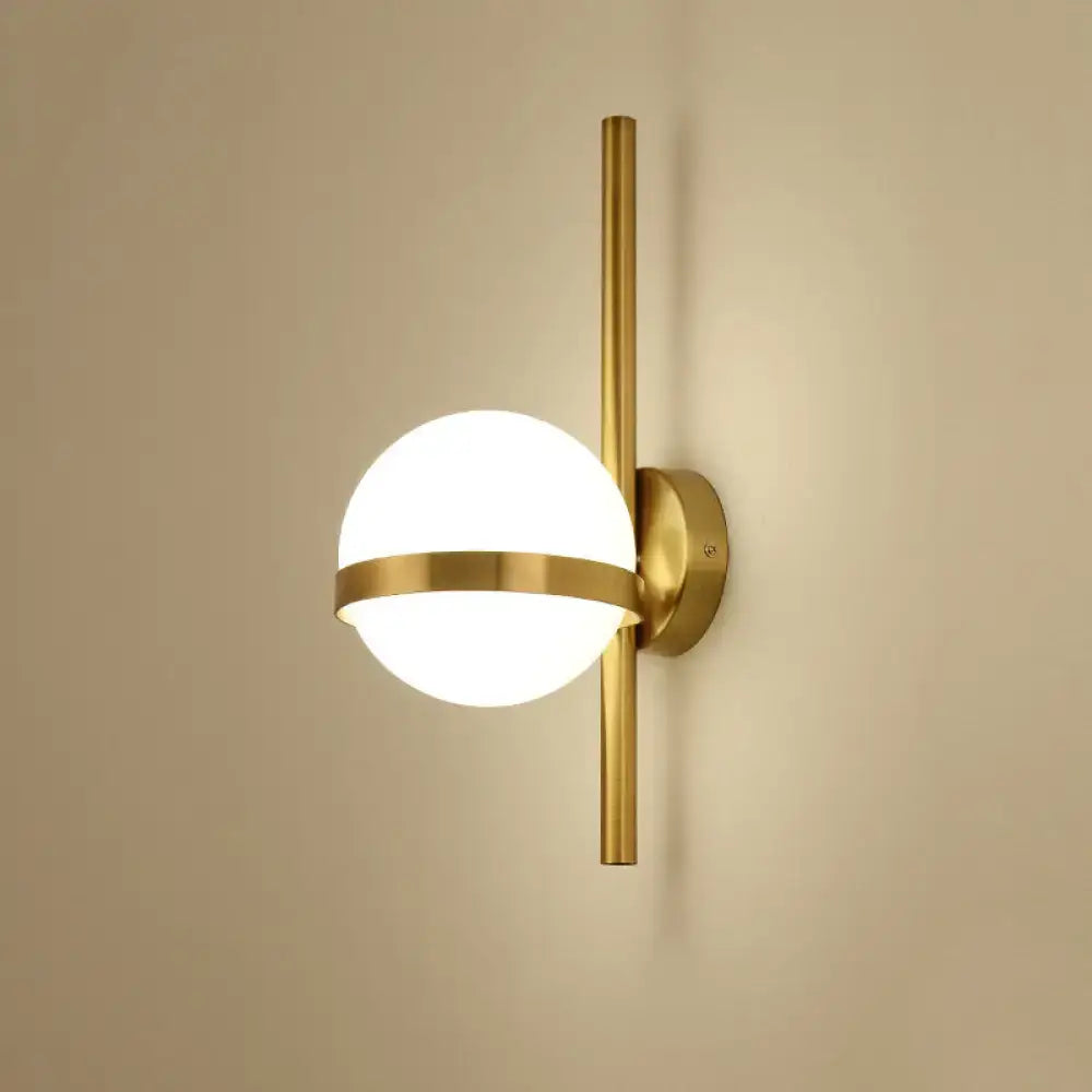 Modern gold opal glass orb wall sconce – living room light