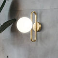 Modern gold opal glass sphere wall lamp for bedroom single light