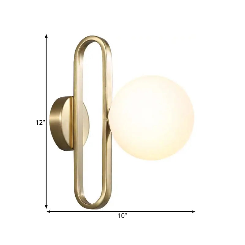 Modern gold opal glass sphere wall lamp for bedroom single light
