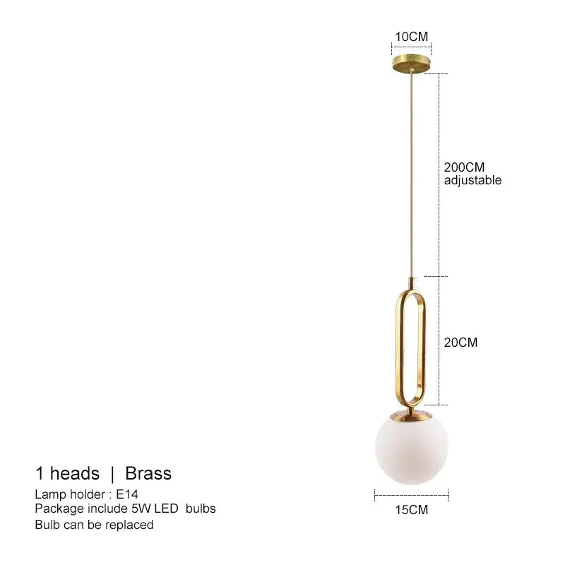 Modern gold oval glass ball pendant light dining room