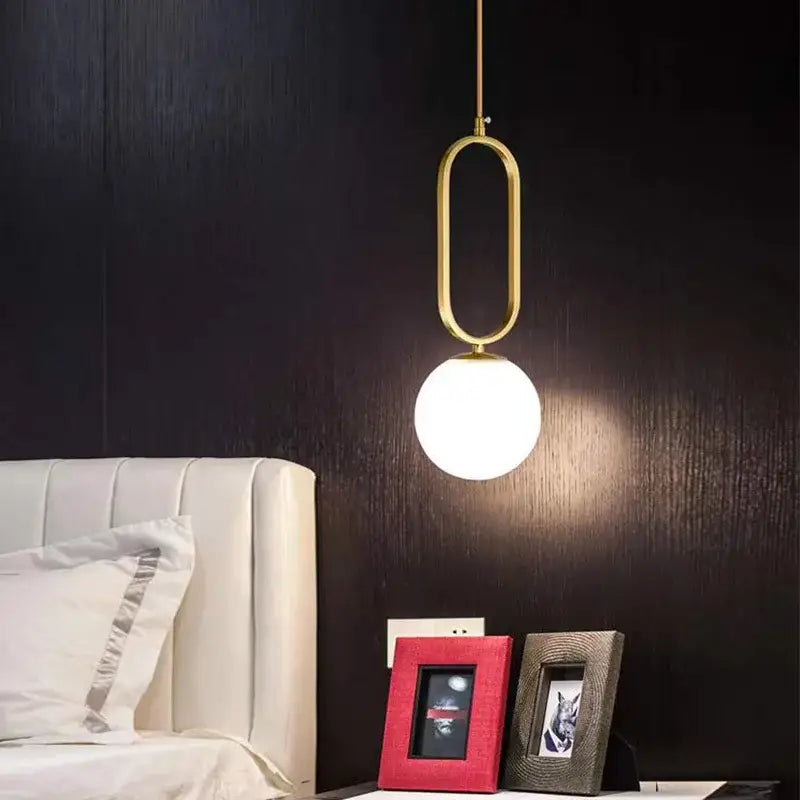 Modern gold oval glass ball pendant light dining room