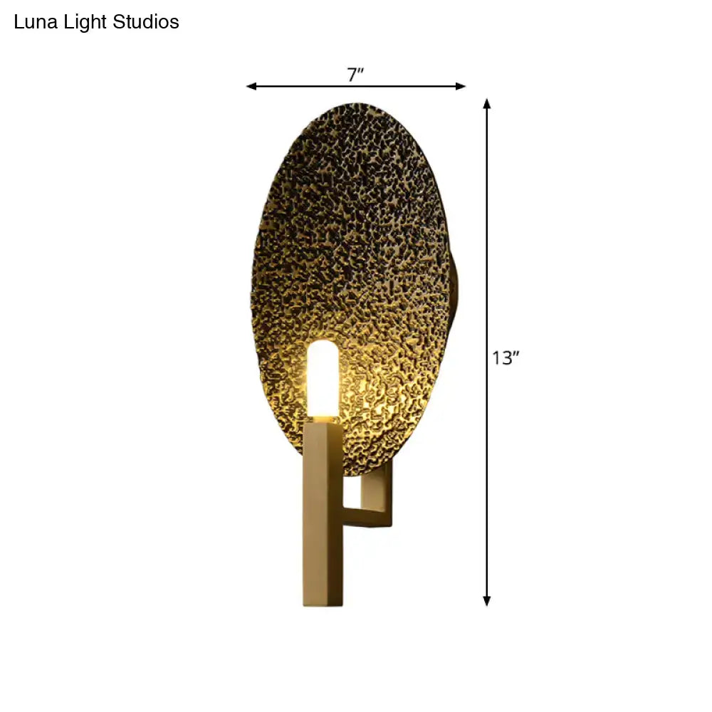 Modern gold oval metal wall sconce bedroom speckled glass light