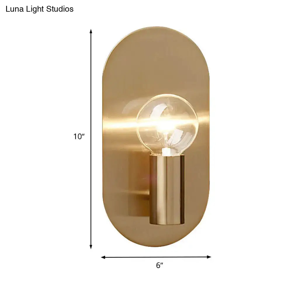 Modern gold oval sconce bedroom light with bare bulb metal shade