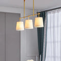 Modern gold pendant lamp with 3 fabric shades for dining rooms