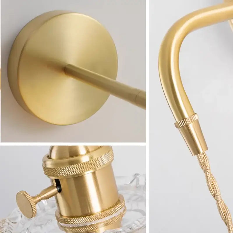 Modern gold petal led wall lights with pull chain bedroom sconce