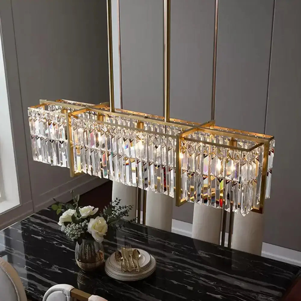 Modern gold prismatic crystal hanging lamp kitchen island light