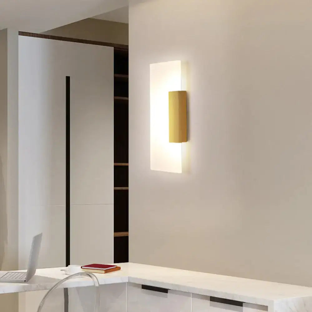 Modern gold rectangular acrylic wall sconce hallway bulb included