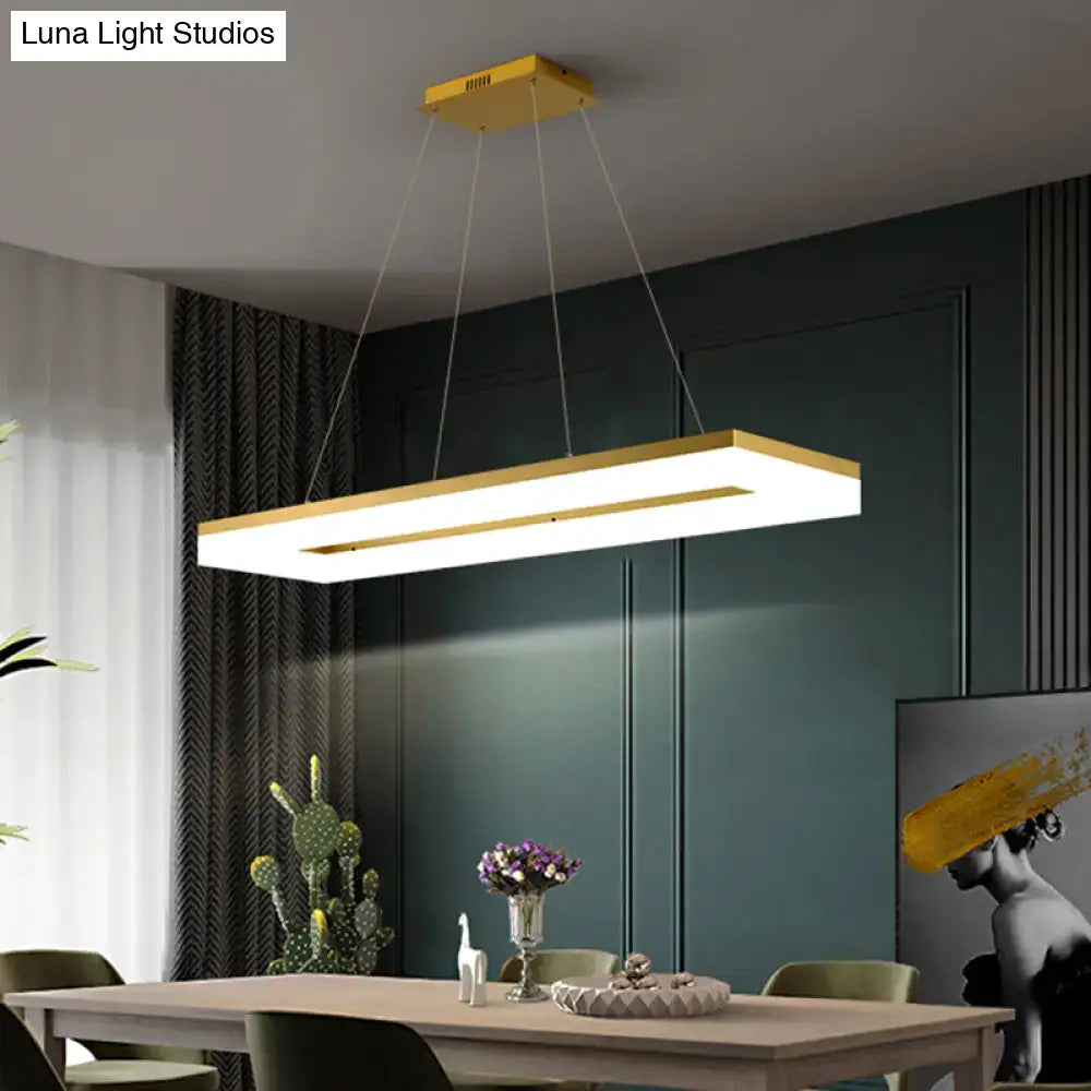 DecorBites™ Gold Finish Rectangular Island LED Ceiling Light - Simple Acrylic Design