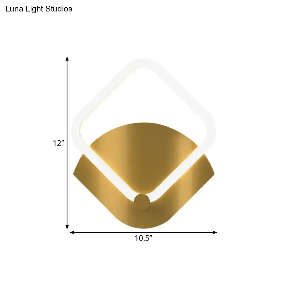 Modern gold rhombus led wall sconce bedroom warm white light