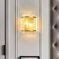 Modern gold ribbed glass wall mount light living room sconce