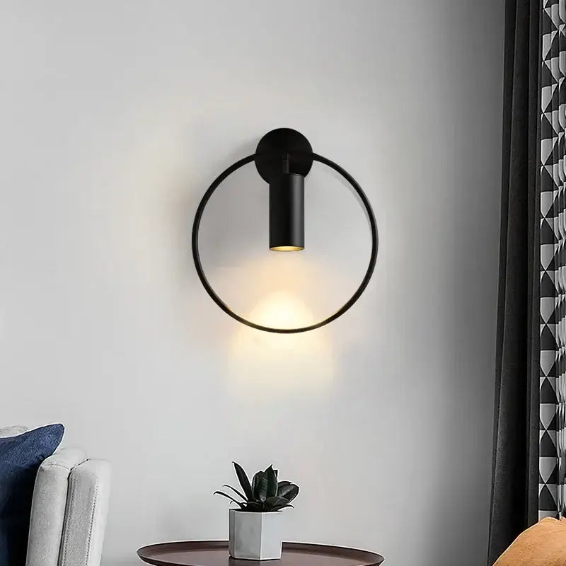 Modern gold ring led wall sconce light – bedroom adjustable fixture