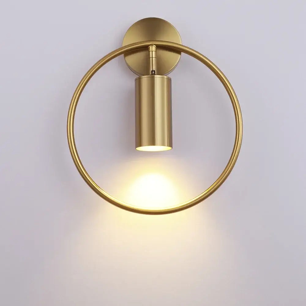 Modern gold ring led wall sconce light – bedroom adjustable fixture