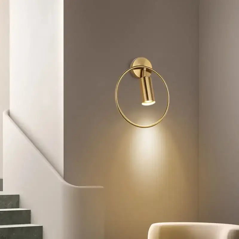 Modern gold ring led wall sconce light – bedroom adjustable fixture