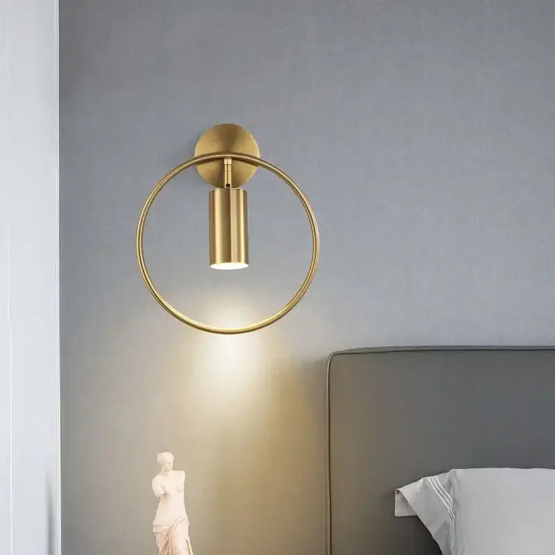 Modern gold ring led wall sconce light – bedroom adjustable fixture