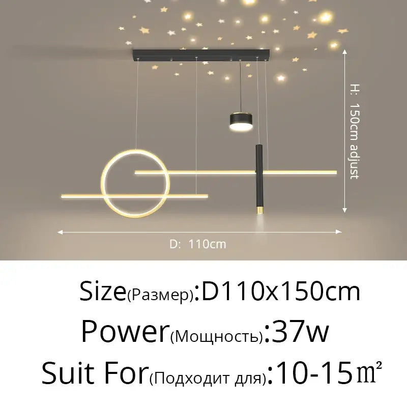DecorBites™ Black Nordic Style LED Pendant Lights for Living Room Dining Room Lighting