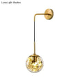Modern gold shattered leaf clear glass globe sconce bedroom light fixture