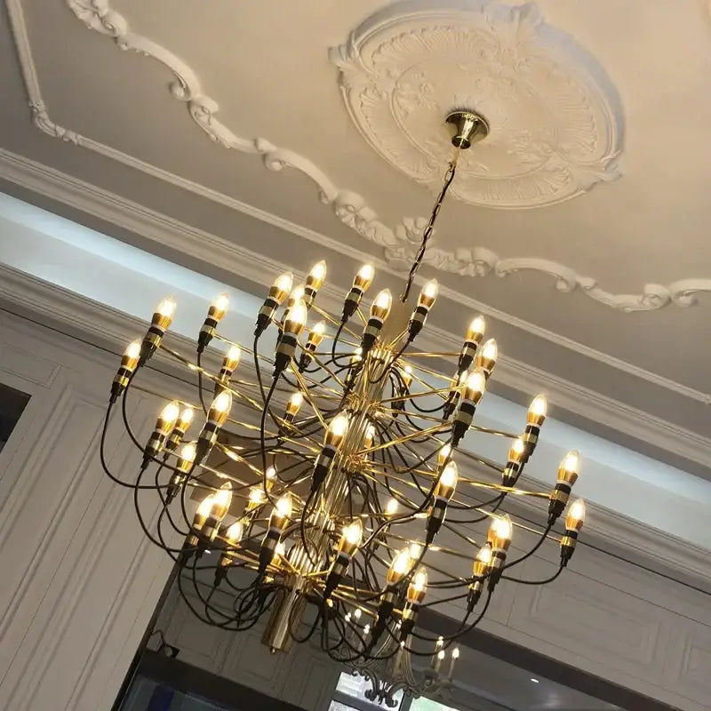 Modern gold & silver chandelier 50 light living room pendant