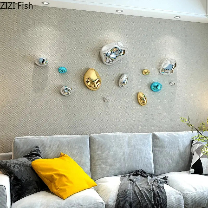 DecorBites™ 3D Gold Stone Wall Hanging Ornaments for Stylish Room Decor