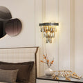 Modern gold smoke grey crystal block wall lamp living room