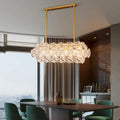DecorBites™ Sleek 4-Bulb Snowflake Crystal Pendant Light Fixture: Modern Clear Oblong Design for Hanging Island