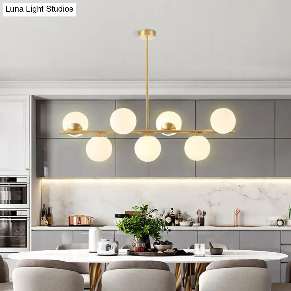 DecorBites™ Mid-Century Gold Glass Pendant Lighting - 7 Light Spherical Island Ceiling Light for Dining Table