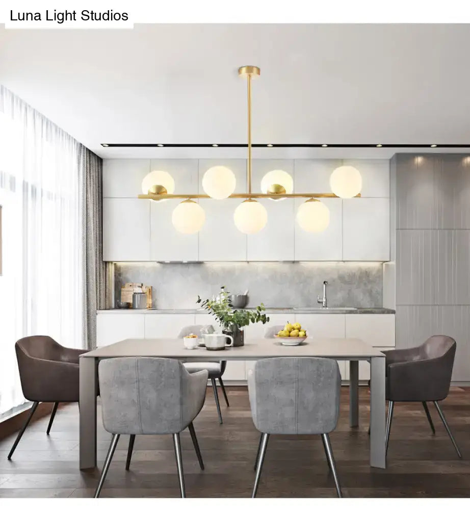 DecorBites™ Mid-Century Gold Glass Pendant Lighting - 7 Light Spherical Island Ceiling Light for Dining Table